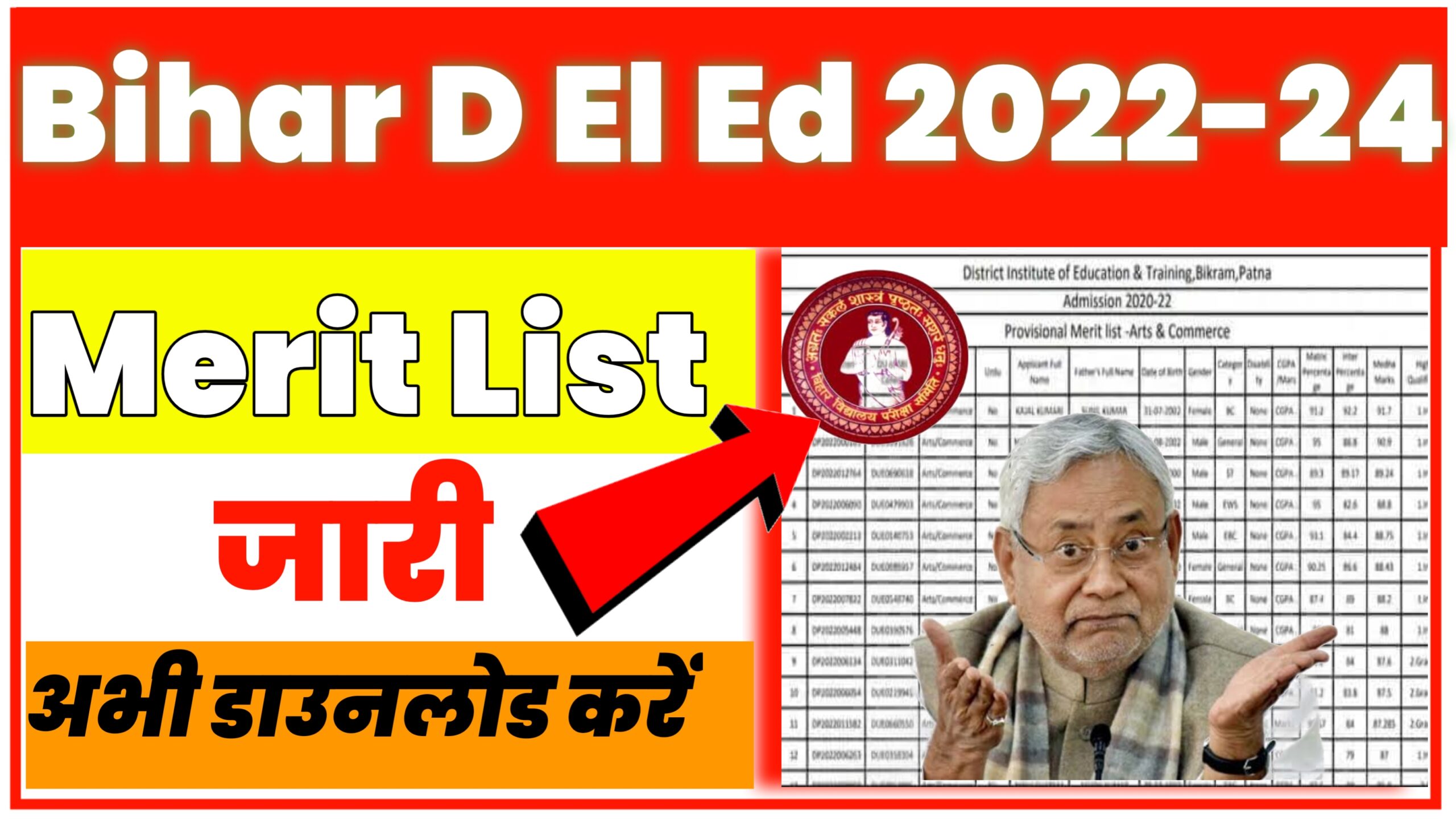Bihar D.El.Ed Merit List Download Pdf 2022 : Selection Letter Released ( New Link Active)