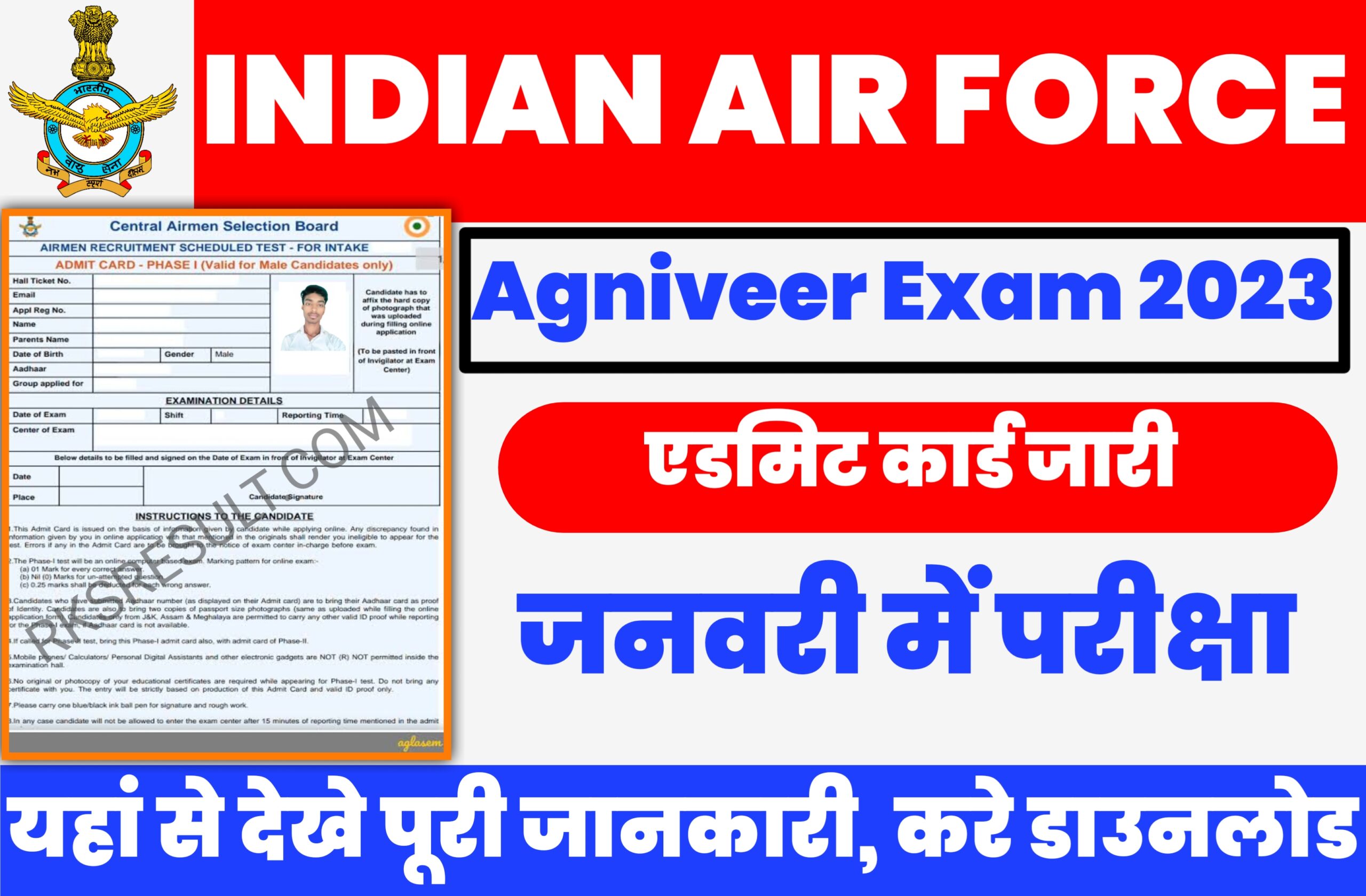 Indian Air force Agniveer Exam Admit Card 2023